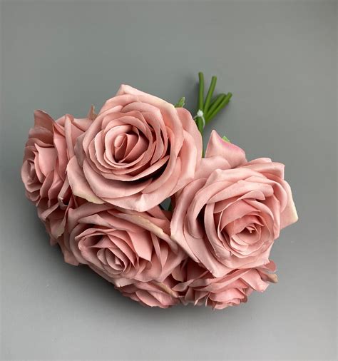 Artificial Flowerartificial Rosedusty Rose Ivory Etsy