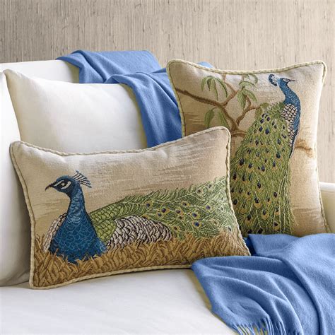 Pin the backing fabric to the muslin and use it as a template to cut out the inner lining. Needlepoint Peacock Pillows | Gump's
