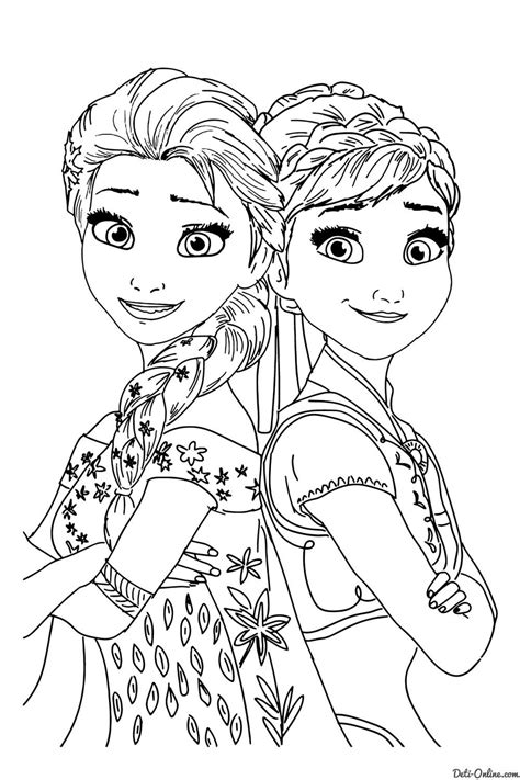 Раскраска Эльза и Анна In 2020 Disney Princess Coloring Pages Disney