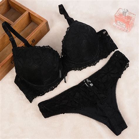 2017 new sexy bra set push up vs bra thong lace embroidery french romantic brassiere women s