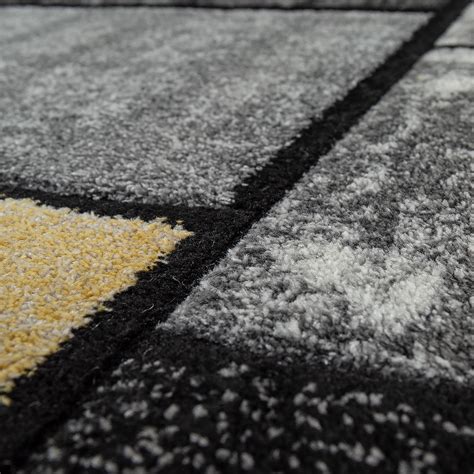 Bei uns kannst du deinen. Teppich Kurzflor Quadrate Gelb Grau Weiß | Teppich.de
