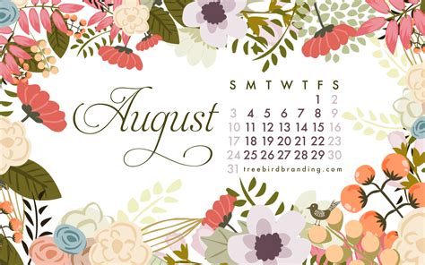 August Calendar Desktop Wallpaper