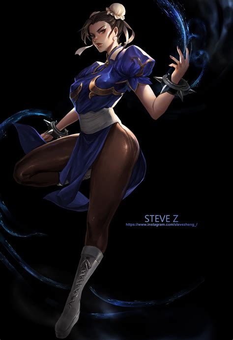 Chun Li By Steve Z Illustration Women Street Fighter Brunette Chun