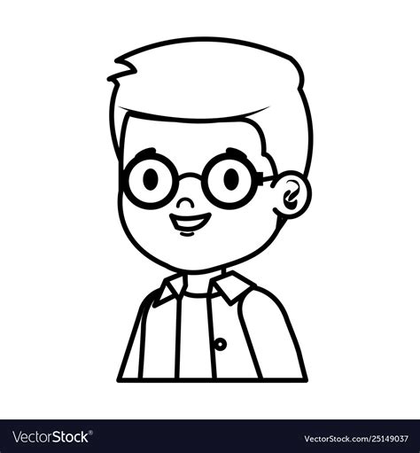 Little Boy Kid With Eyeglasses Character Vector Image