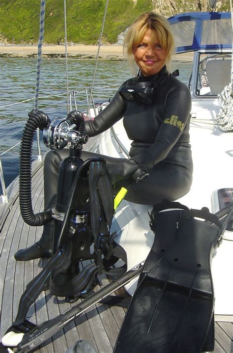 Ulla strömstedt wears wetsuit and vintage headset in flipper joins the navy. Image result for woman dry suit | Scuba girl wetsuit ...