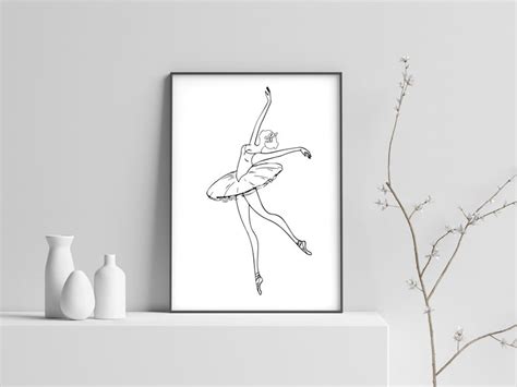 Ballerina Line Art Ballet Dancers Printable Digital Prints Etsy