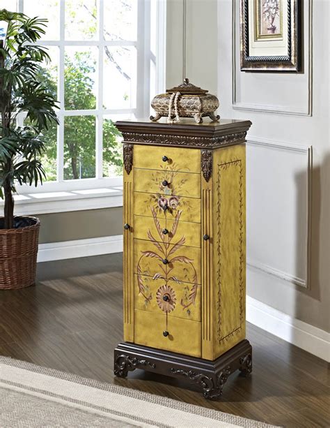 Masterpiece Jewelry Armoire Antique Parchment Hand Painted 582 314