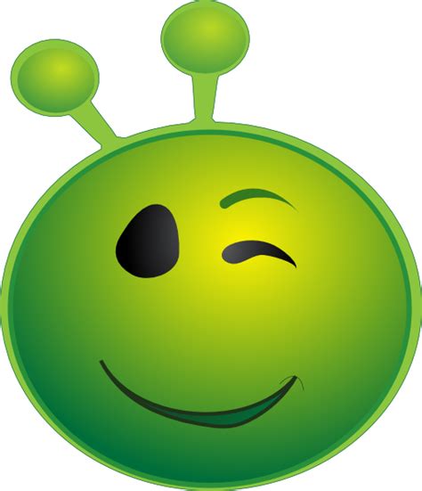 Green Alien Smiling Winking Emoji Clip Art At Vector Clip Art Online Royalty Free