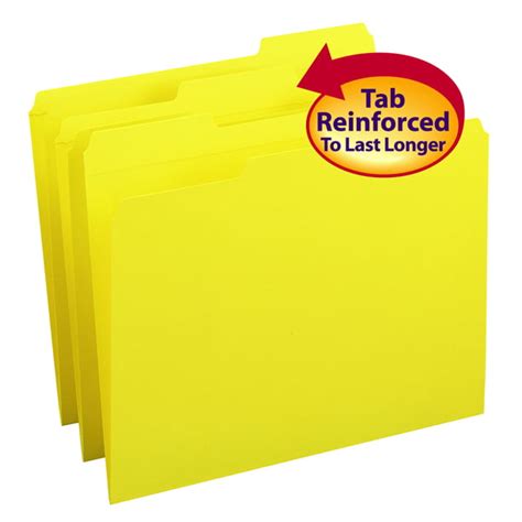 Smead Colored File Folders With 2 Ply Tabs Yellow 100bx Letter 12934