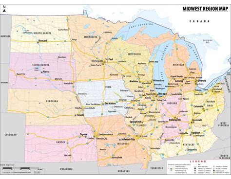 Buy Map Of Midwestern United States
