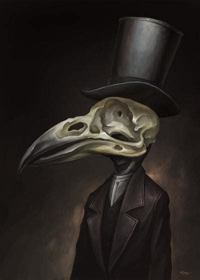 Bird Skull Head Suit Gothic Portrait Macabre Illustration Mayhem And Muse