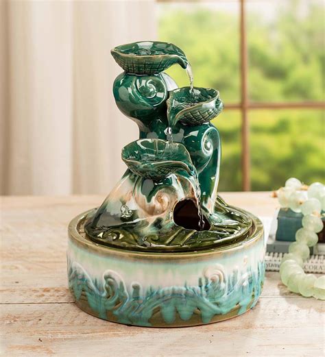 Ceramic Seashell Indoor Fountain Wind And Weather