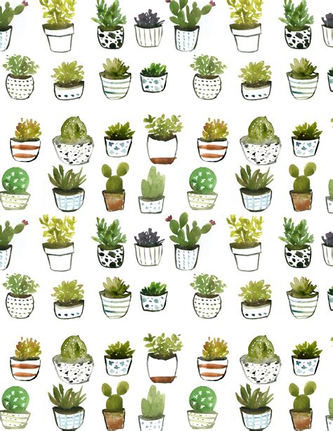 Plant Mom Crazy Lady Potted Succulent Seamless Repeat Surface Pattern