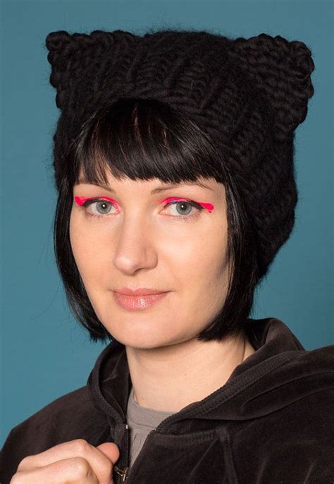 Black Cat Ear Beanie Hat Hand Knitted Chunky Hat Winter Etsy Uk Cat