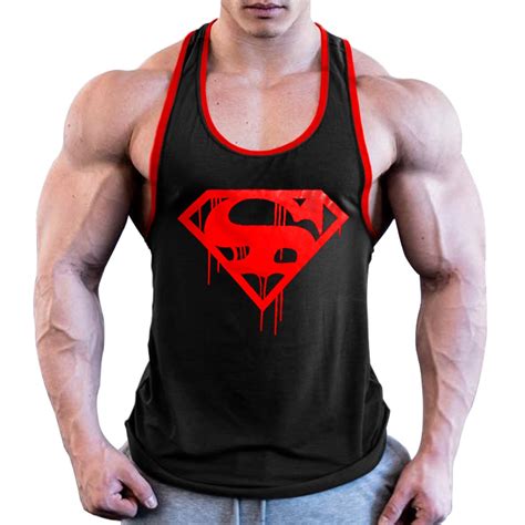 Oa Men Blood Superman Bodybuilding Stringer Gyms Tank Top Fitness Singlet Cotton Sleeveless