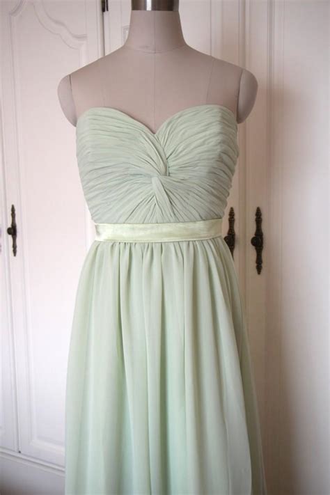 Mint Green Sweetheart Bridesmaid Dress Floor Length Chiffon Strapless