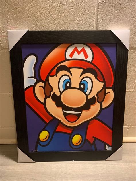 Mario Painting Wooden Frame On Mercari Small Canvas Art Super Mario