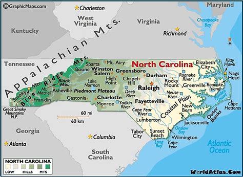 North Carolina On The Map Of Usa World Map