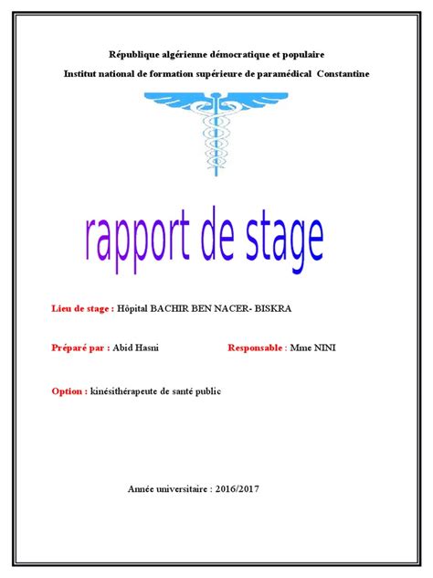 Mon Rapport De Stage 2 Eme Annéedocx Pdf Médecine De Soins