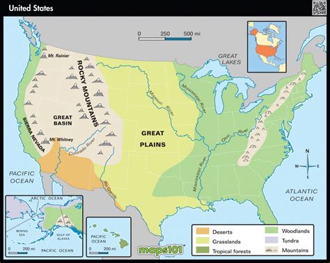 Map Of Us With Mountain Ranges And Rivers Map Of World