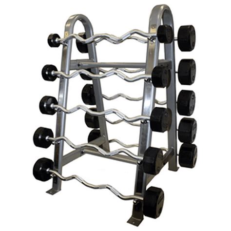 rubber curl barbells 20lbs 110lbs set on horizontal barbell rack commercial gym quality by