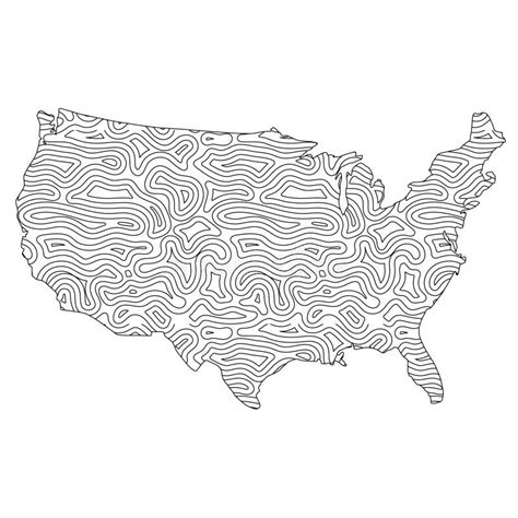 Abstract Topographic Style United States Of America Map Design Stock