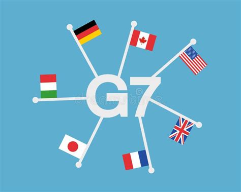 The Group Of Seven Flags Stickers Round Icons G7 Flag With Members