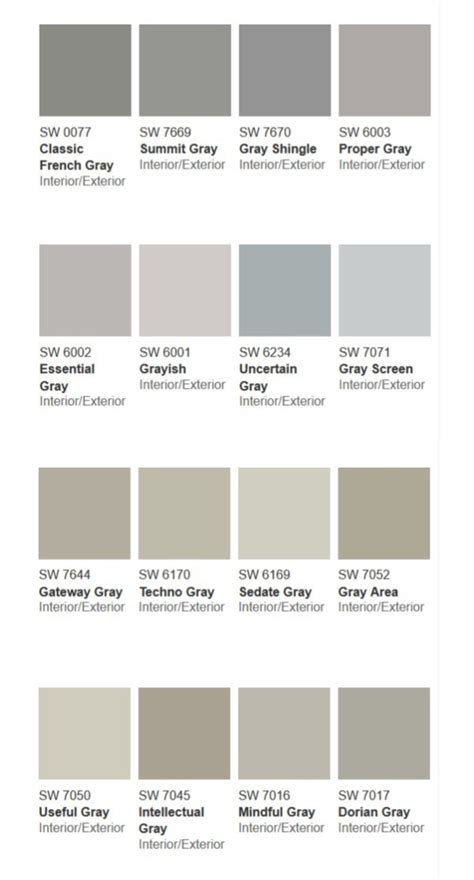 Different Shades Of Gray Paint Colors