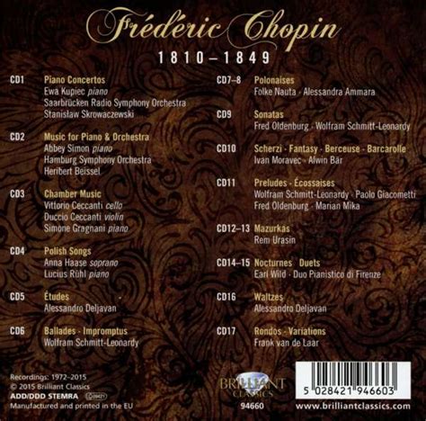 Frederic Chopin Chopin Complete Edition 17 Cds Jpc