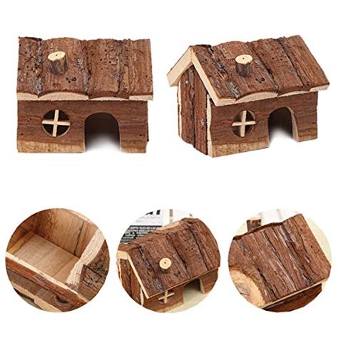 Hamster Wooden House With Chimney Small Pets Hideout For Dwarf Hamster