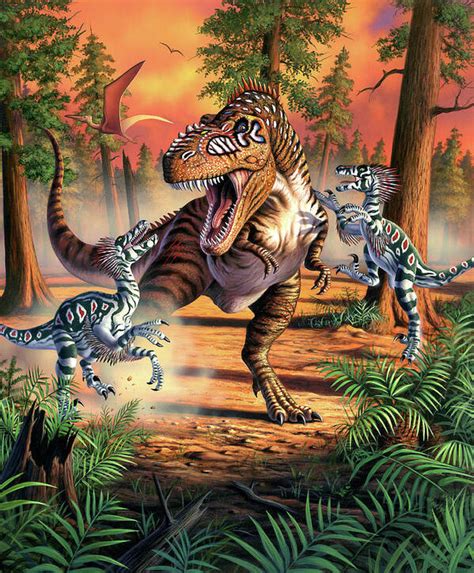 Dino Battle Poster By Jerry Lofaro