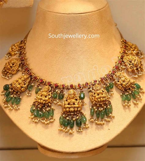 Antique Gold Lakshmi Necklace Indian Jewellery Designs
