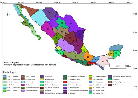 Distribución De Las Regiones Hidrológicas Administrativas En México