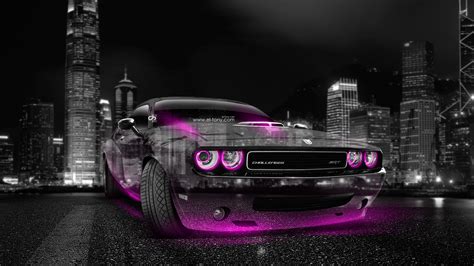Download Dodge Challenger Muscle Crystal City Car Pink Neon Hd