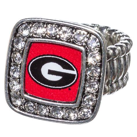 J And D Jewelry And More Georgia Bulldogs Silver Tone Stretch Ring