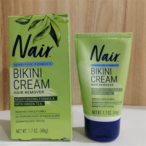 jual nair hair remover bikini cream sensitive formula with green tea 48 g shopee indonesia