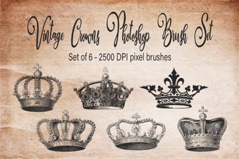 Vintage Crowns Photoshop Brush Set Graphic By A Design In Time