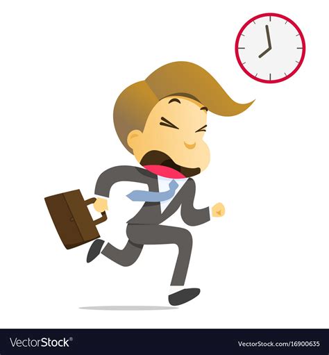 Businessman Running With Briefcase Late To Work Vector Image