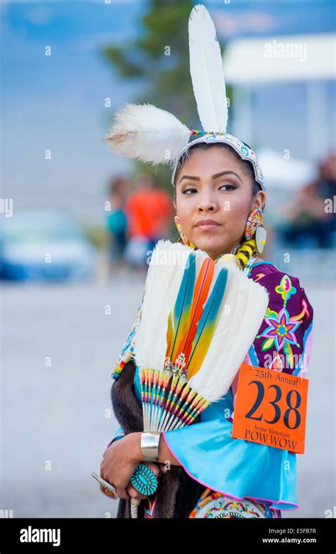 Native American Woman Takes Part At The 25th Annual Paiute Tribe Pow