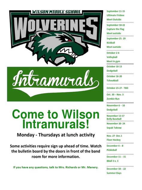 Wilson Intramurals Poster Pdf Sports Equipment Ball Games