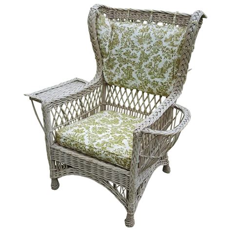 Wrought iron is one of the strongest patio materials on the market today. Vintage Bar Harbor Wicker Wing Chair with Magazine Pocket Circa 1920's in 2020 | Wing chair ...
