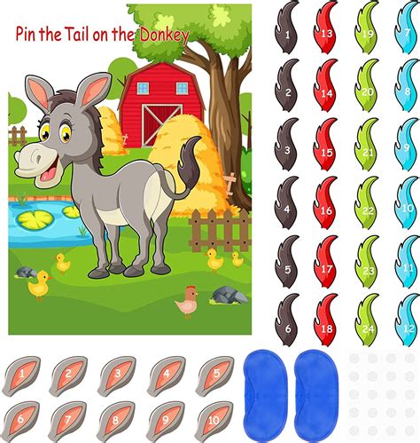 Fuyamp Pin The Tail On The Donkey Party Game Supplies Pin The Tail