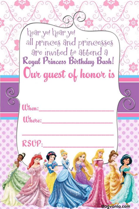 Free Princess Birthday Invitations Bagvania Free Printable Invitation