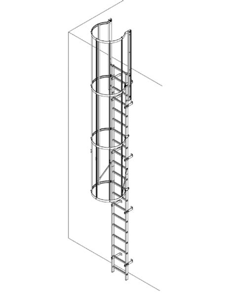 Aluminium Vertical Access Cat Ladder Kits Fixed With Hoops Ladder
