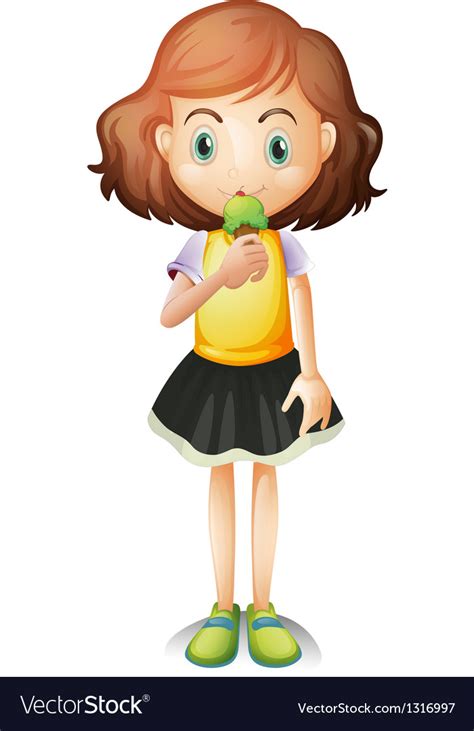 A Young Girl Eating An Ice Cream Royalty Free Vector Image