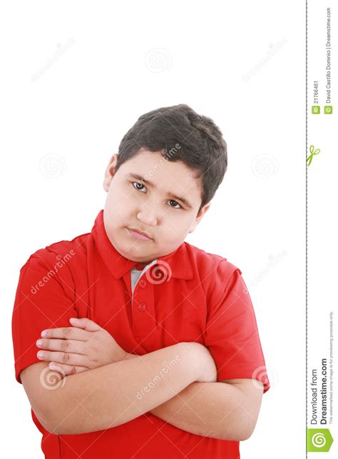 Serious Little Boy With Hands Folded Standing Stock Image Image Of