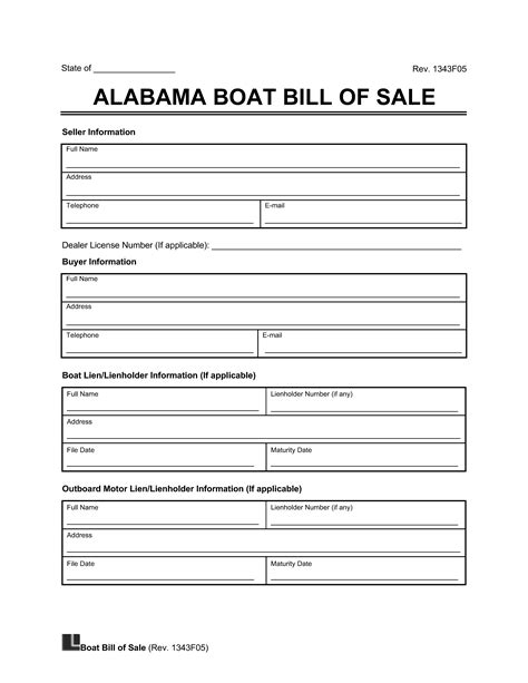 Free Alabama Boat Bill Of Sale Template Pdf And Word
