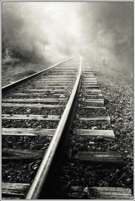 Down The Tracks Train Tracks White Photography Black And White