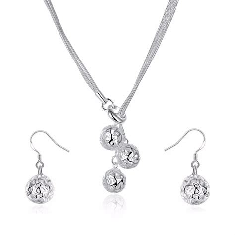 Gnimegil Brand Jewelry Sterling Silver Jewelry Women S Fashion Jewelry Set With Mesh Balls