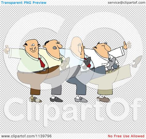 Cartoon Of A Chorus Line Of Men Dancing The Can Can Royalty Free